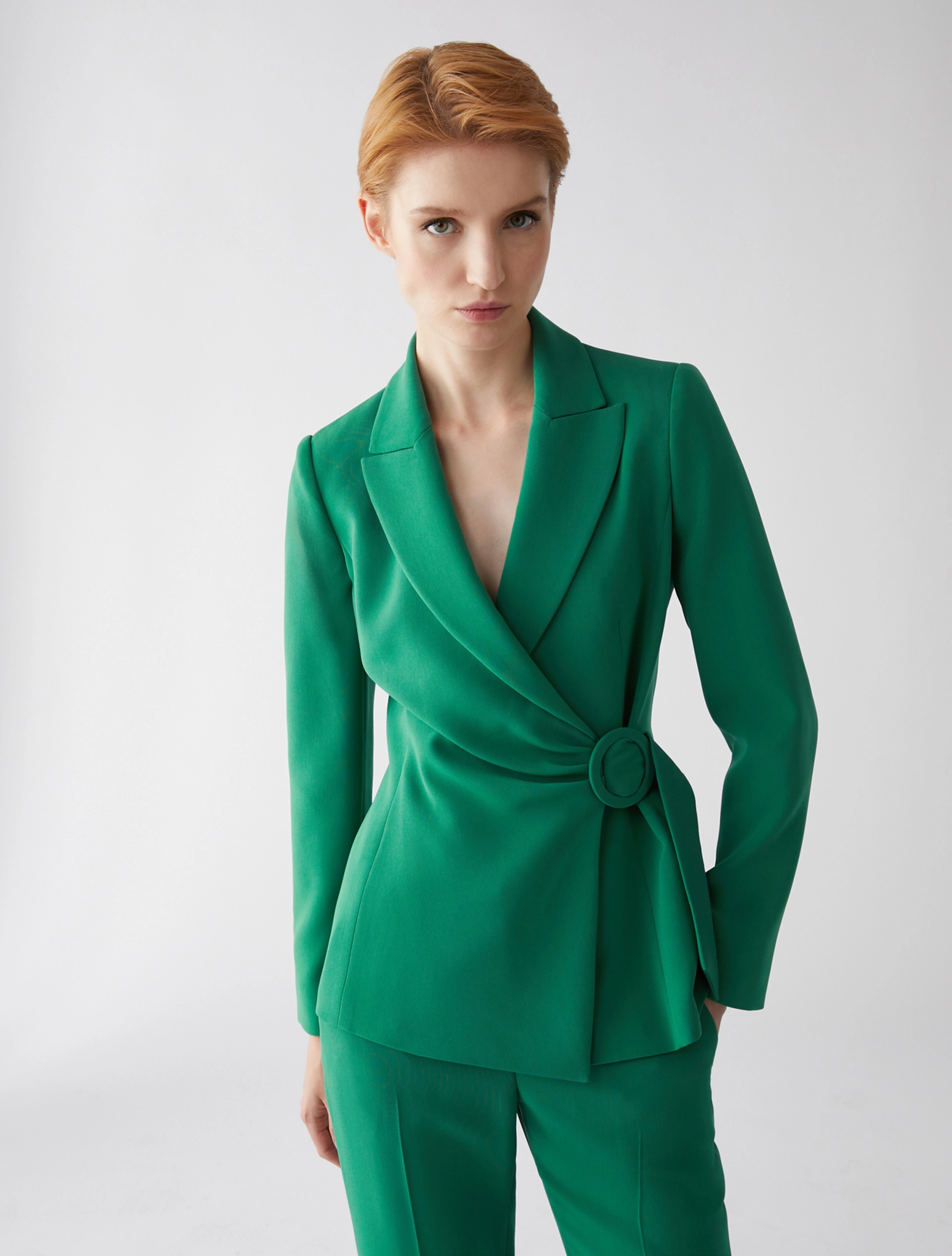 Blazer con Drappeggio / Verde - Ideal Moda