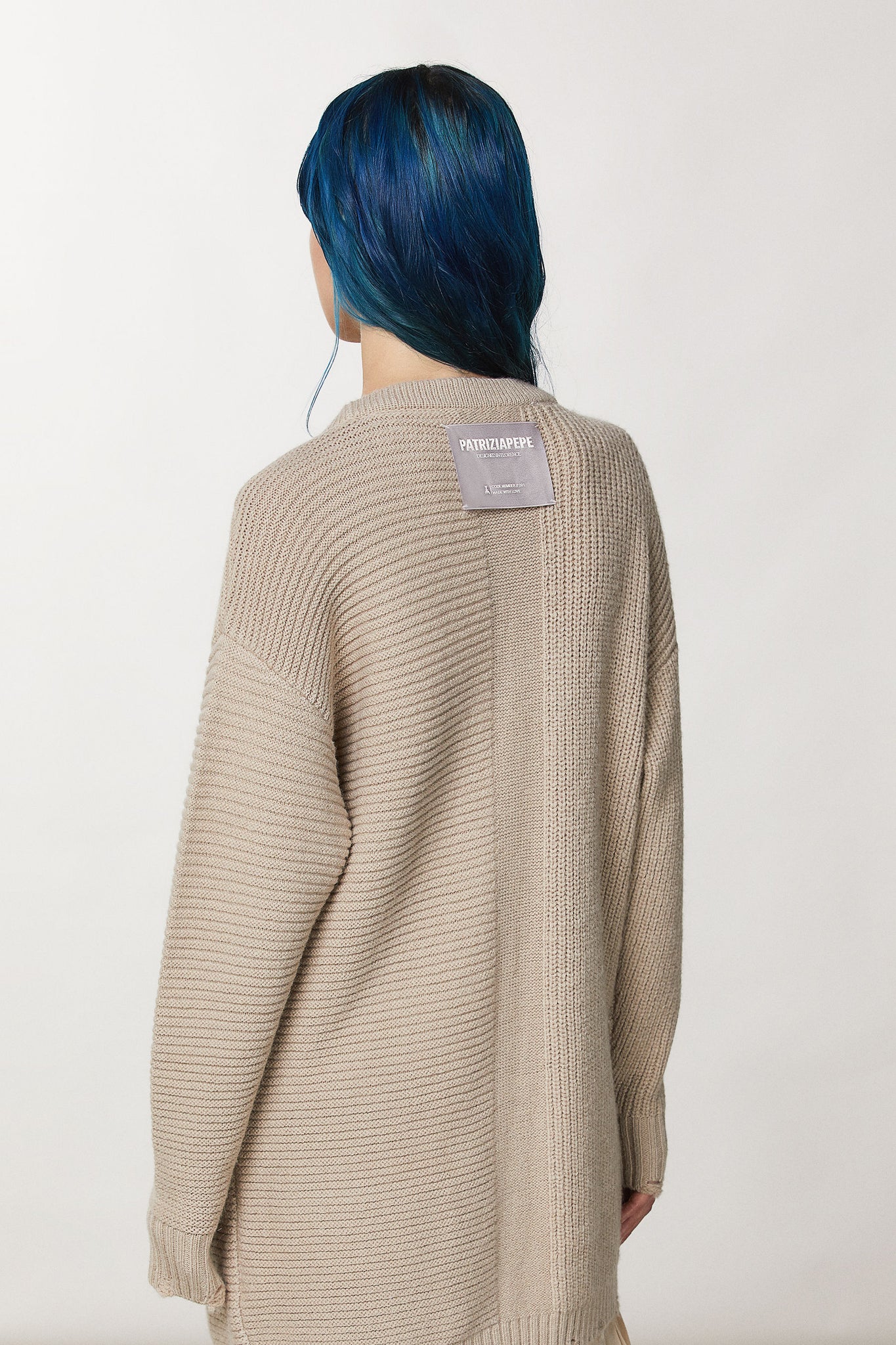 Cardigan Over in Misto Lana / Beige - Ideal Moda