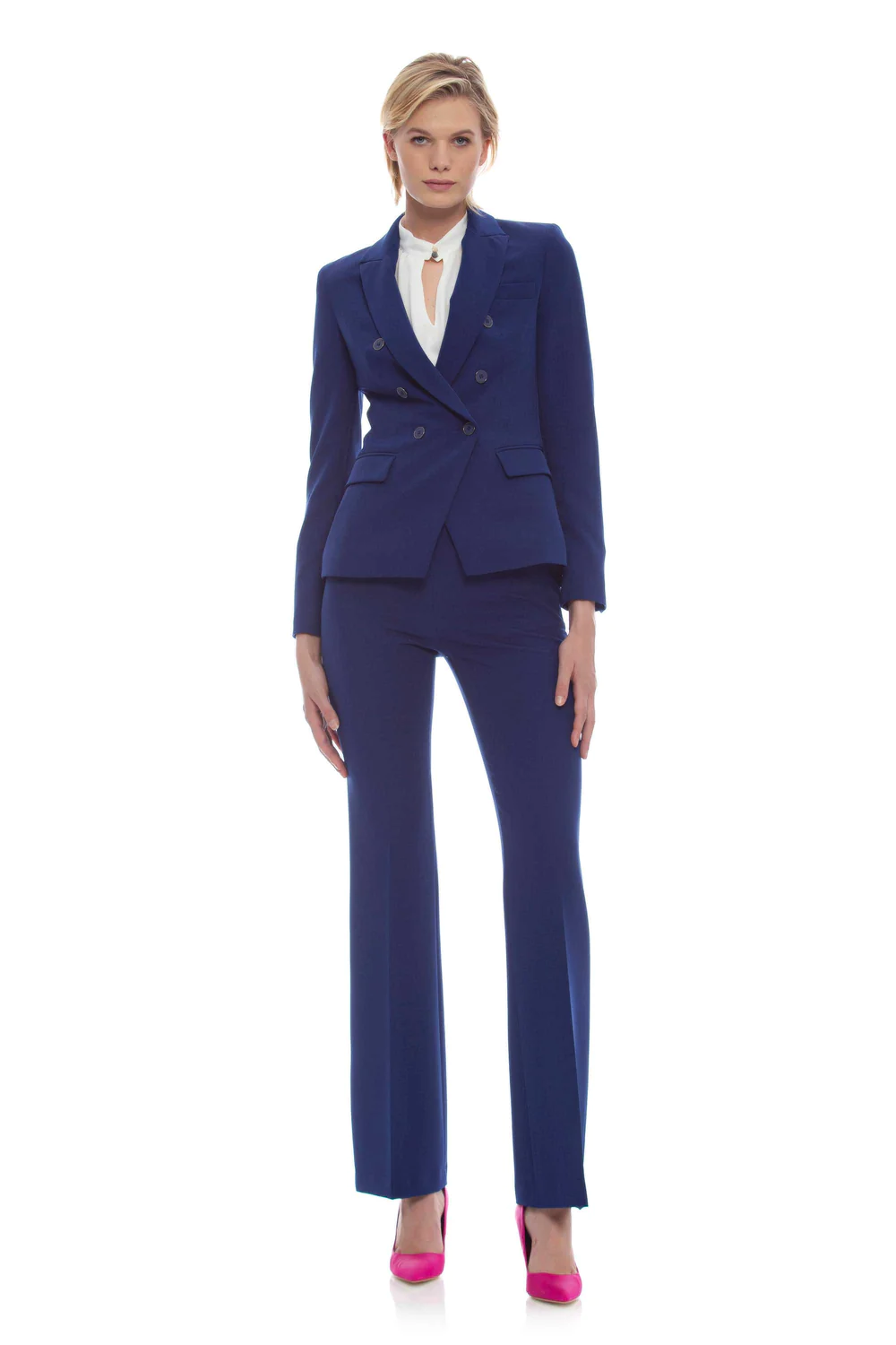 Tailleur con Giacca Doppiopetto / Bluette - Ideal Moda