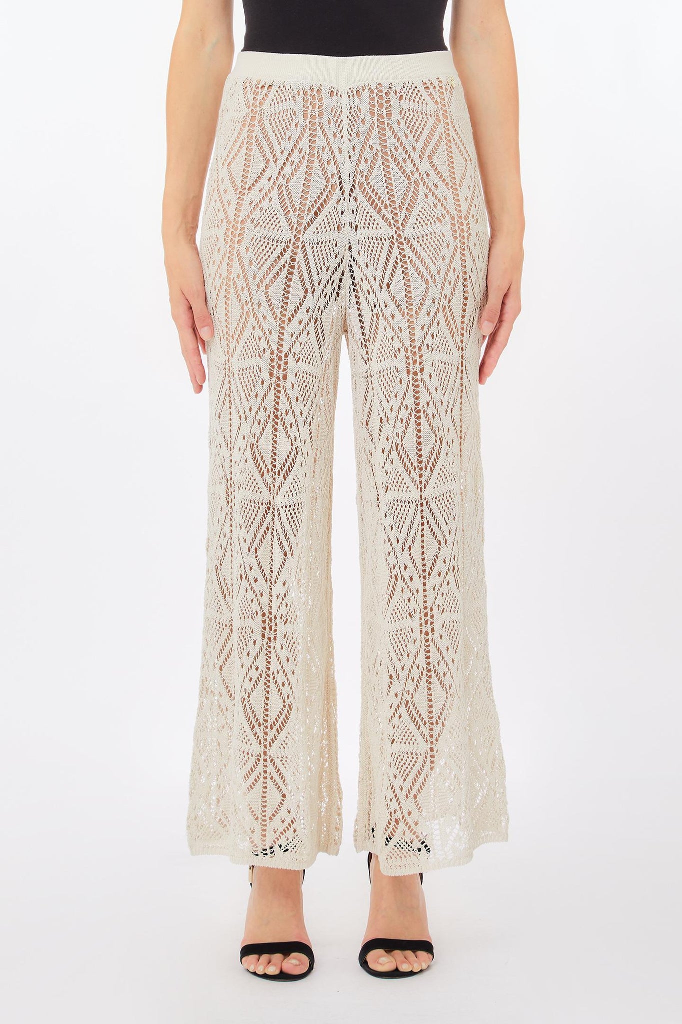 Pantalone in Maglia Crochet / Beige