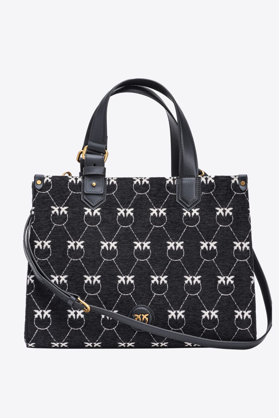 Borsa Shopper con Jacquard Monogram / Nero - Ideal Moda