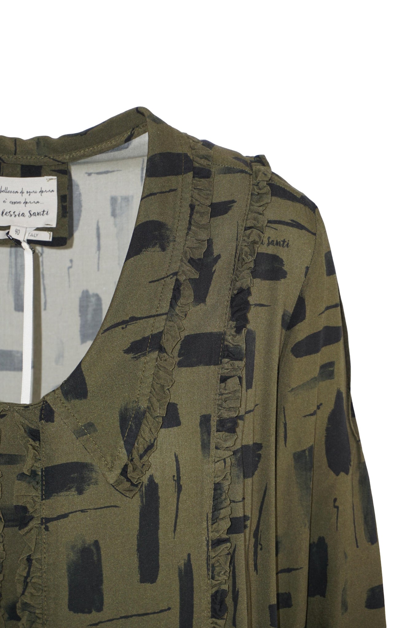 Blusa in Viscosa con Stampa / Verde - Ideal Moda