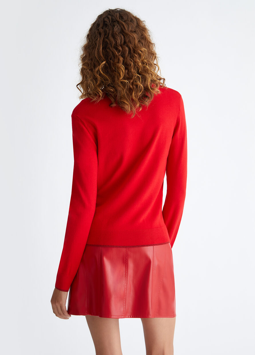 Maglia Girocollo in Viscosa / Rosso - Ideal Moda