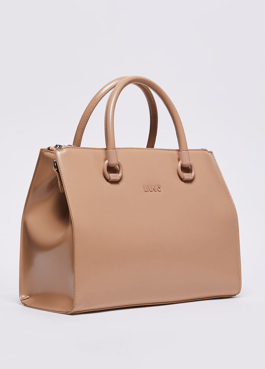 Borsa a Mano con Logo / Beige - Ideal Moda