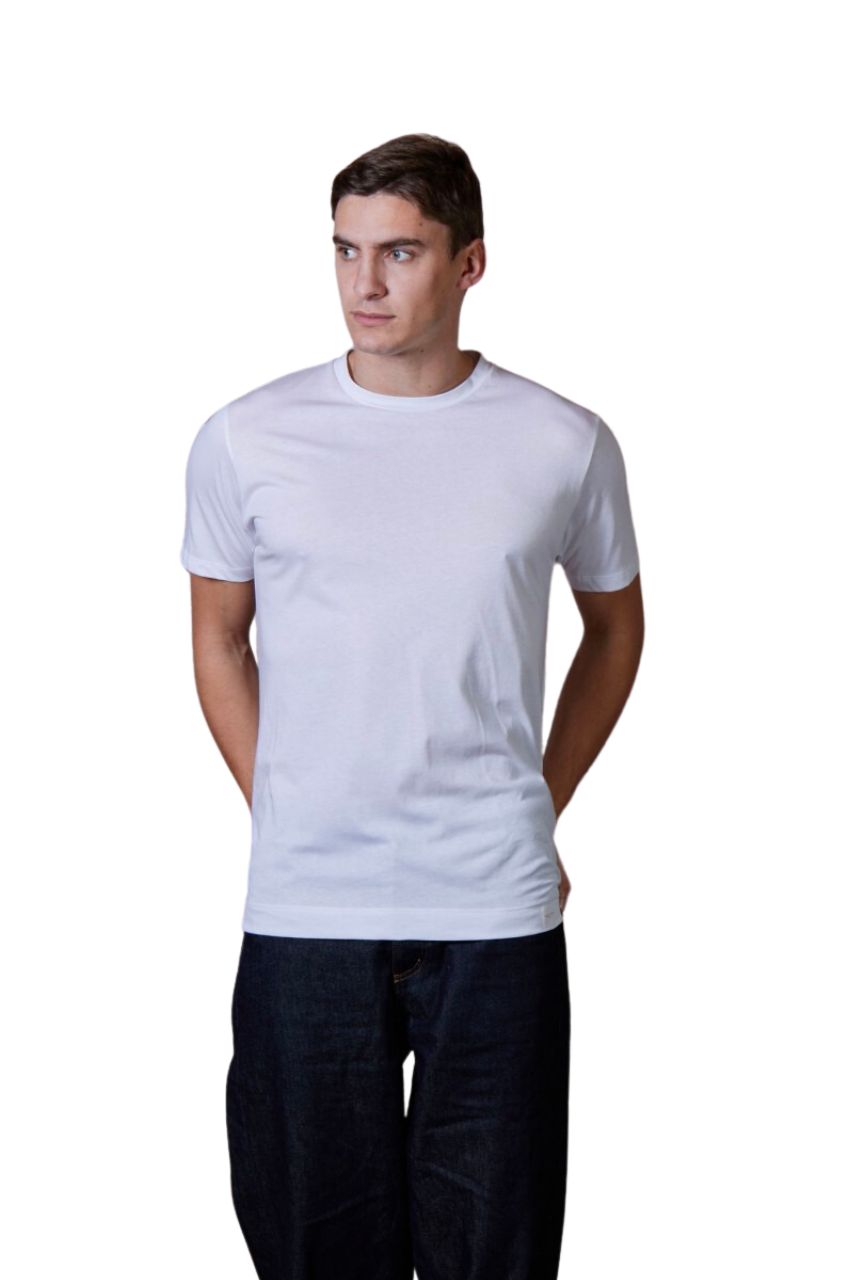 T-Shirt Girocollo in Cotone / Bianco - Ideal Moda