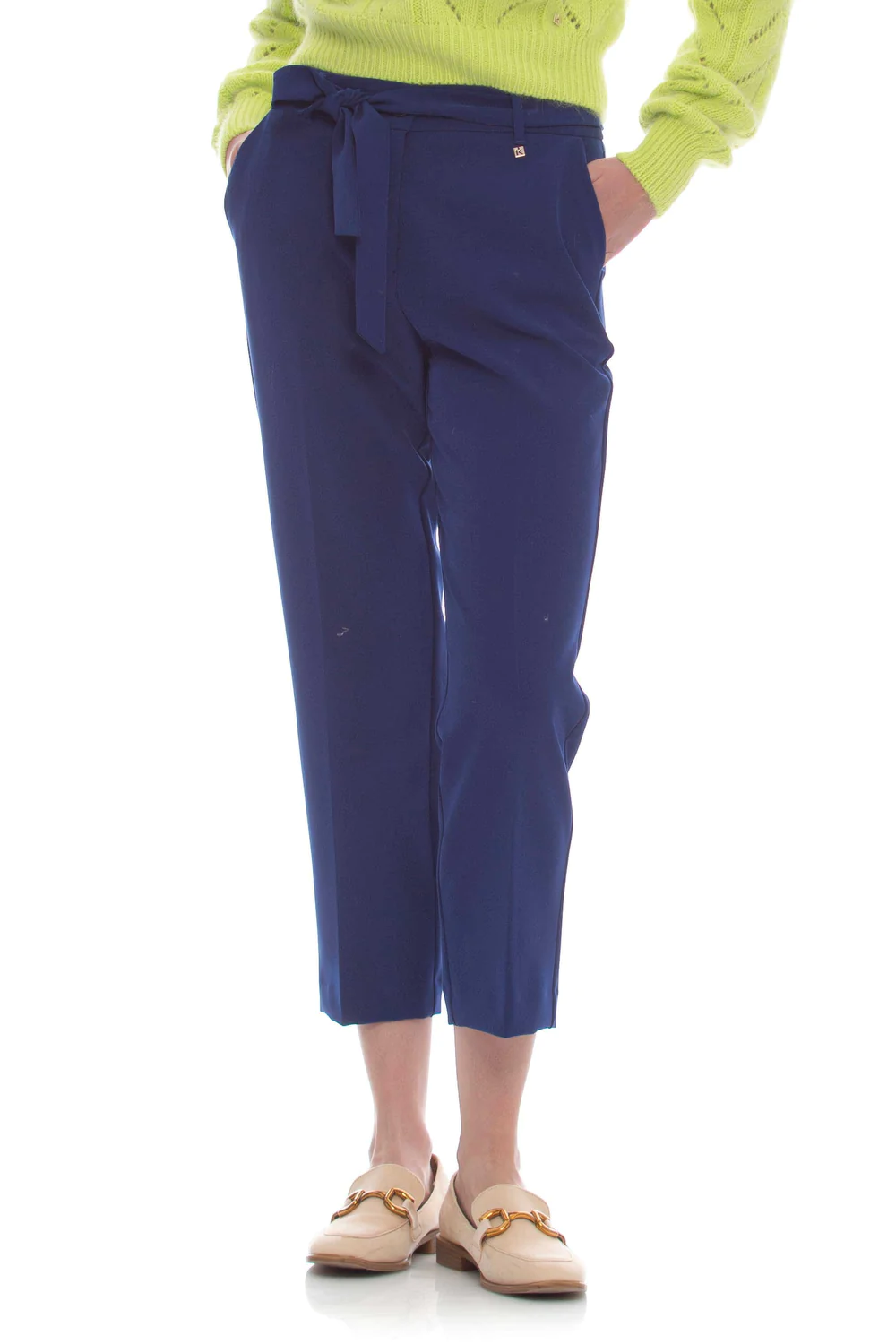 Pantalone Regular Fit con Cintura / Bluette - Ideal Moda