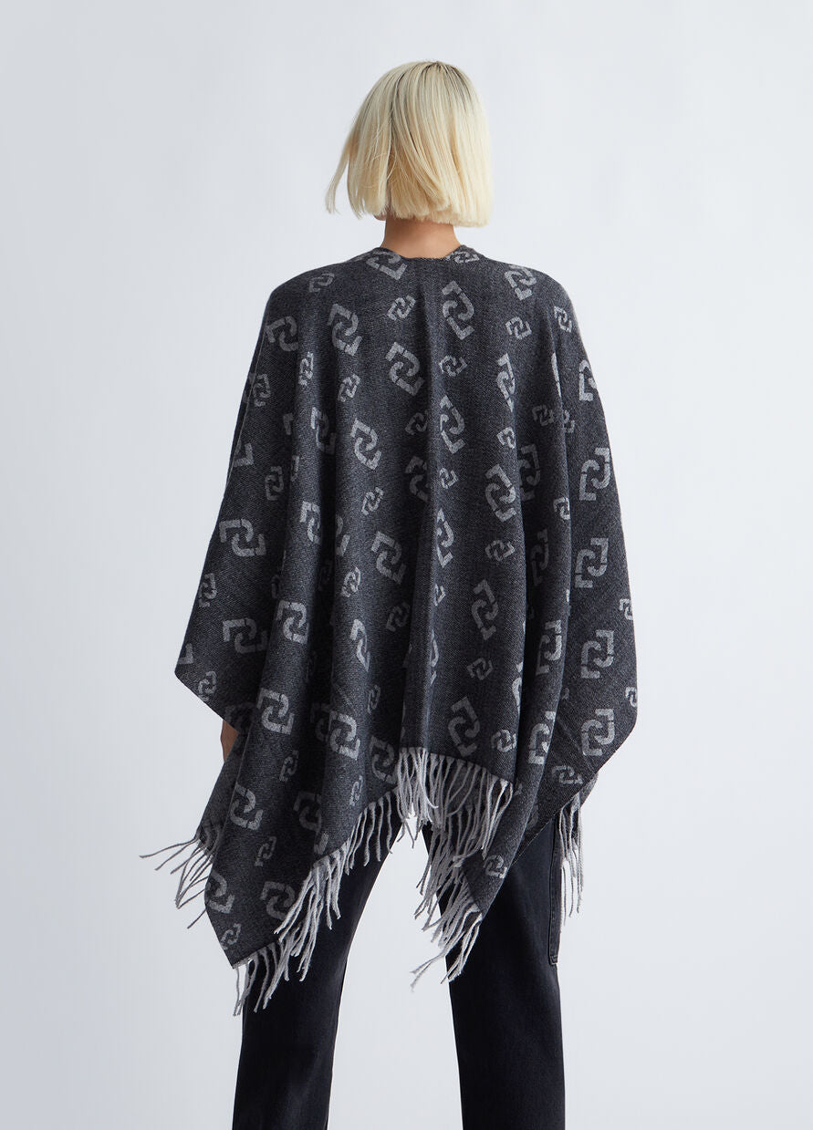 Poncho con Logo / Nero - Ideal Moda