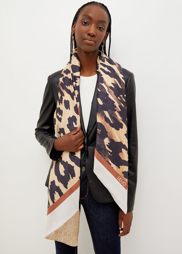 Foulard con Stampa Animalier Liu Jo / Nero - Ideal Moda