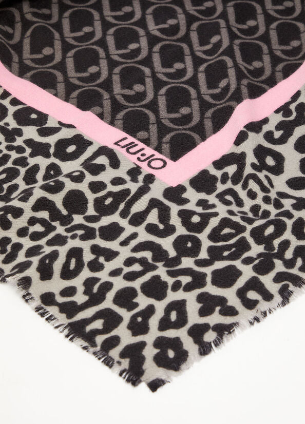 Foulard con Stampa Animalier Liu Jo / Nero - Ideal Moda