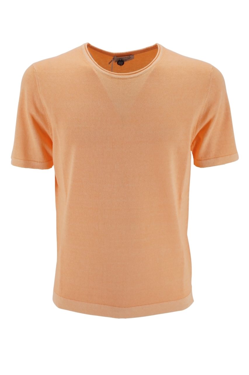 T-Shirt Heritage in Filo di Cotone / Arancione - Ideal Moda