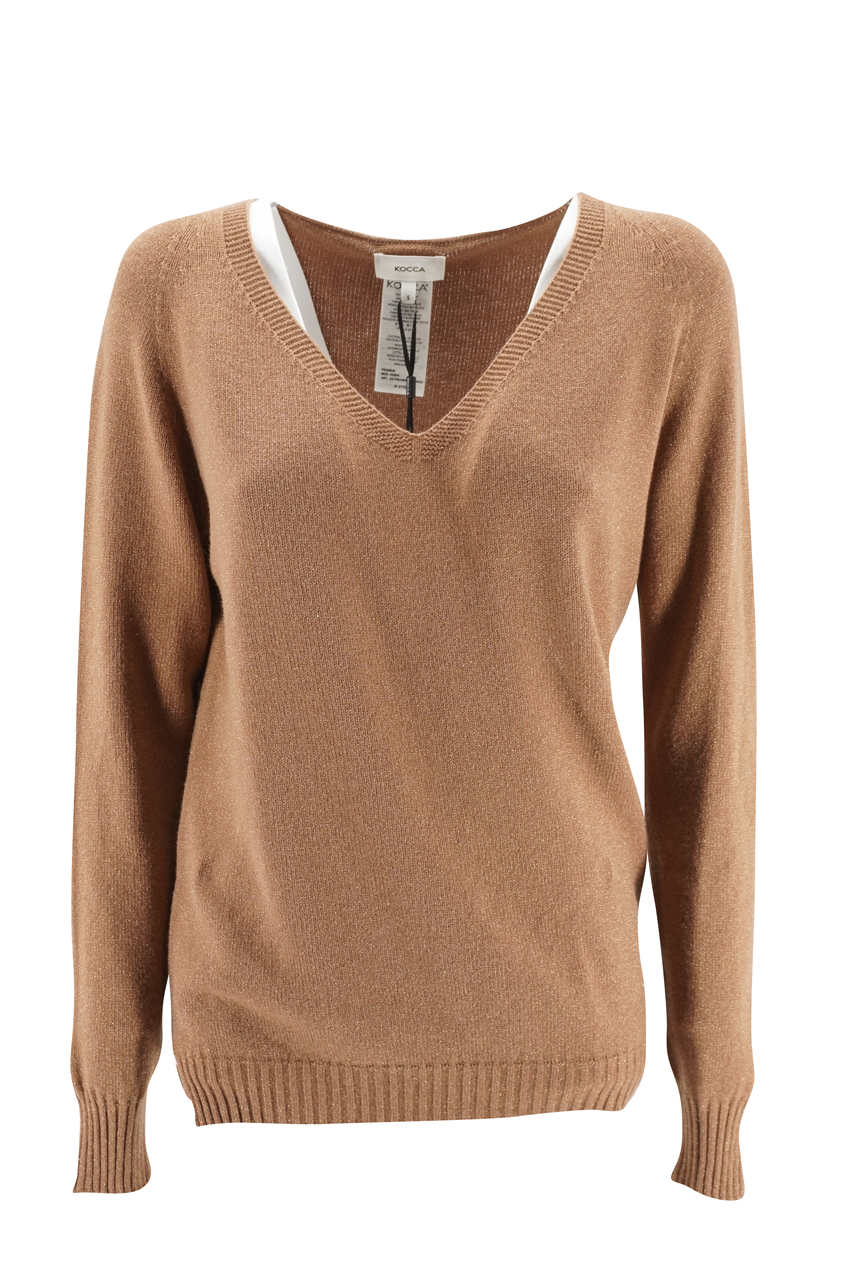 Maglia Kocca scollo V / Beige - Ideal Moda