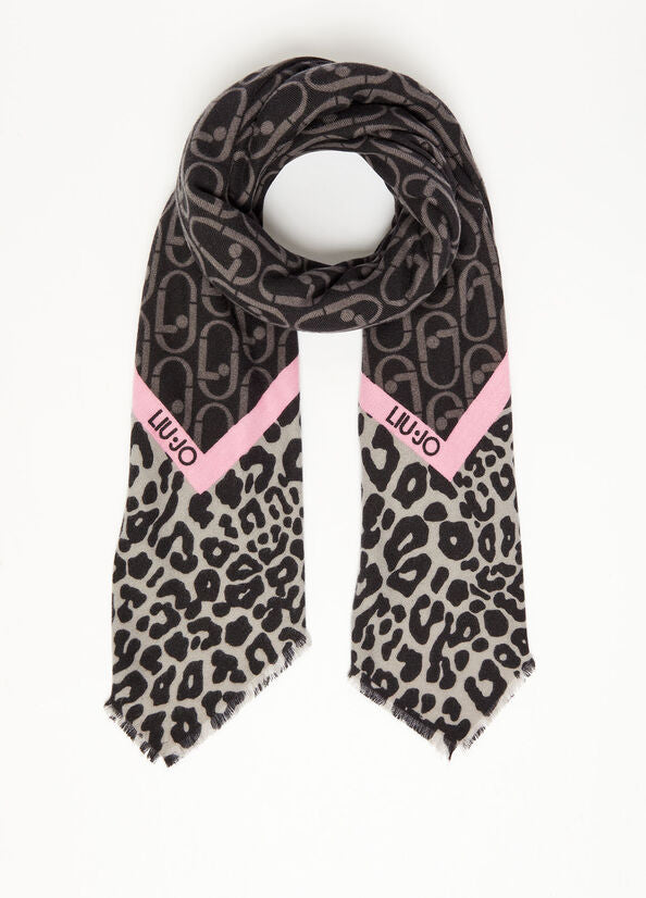 Foulard con Stampa Animalier Liu Jo / Nero - Ideal Moda