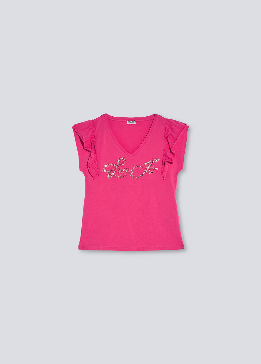 T-Shirt Liu Jo con Volants / Fucsia - Ideal Moda