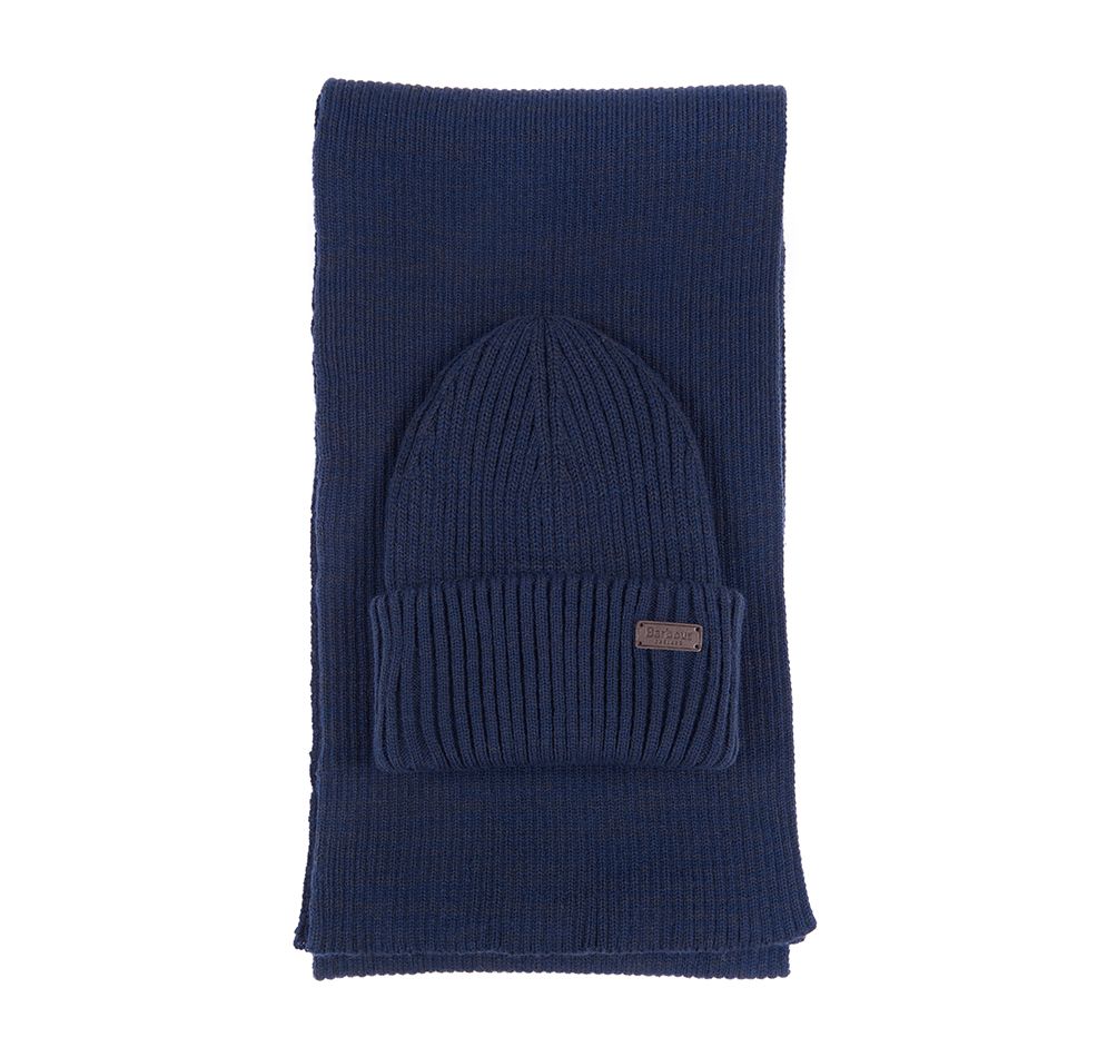 Set Sciarpa e Cappello Barbour / Blu - Ideal Moda