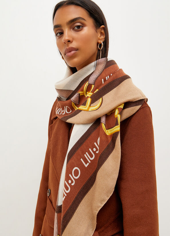 Foulard con Stampa Liu Jo / Beige - Ideal Moda